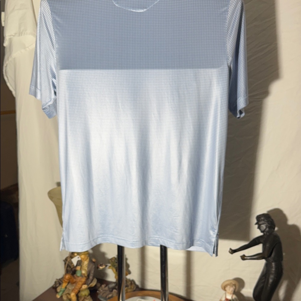 Men's Light Blue Micro-Pattern Performance Polo - image 6